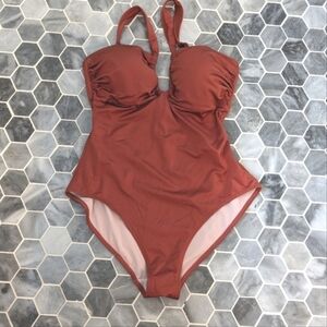 Boden Orange One Piece Swimsuit with Sweetheart Neckline